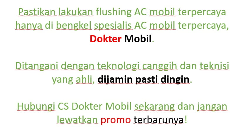 Flushing AC Mobil Terpercaya di Dokter Mobil