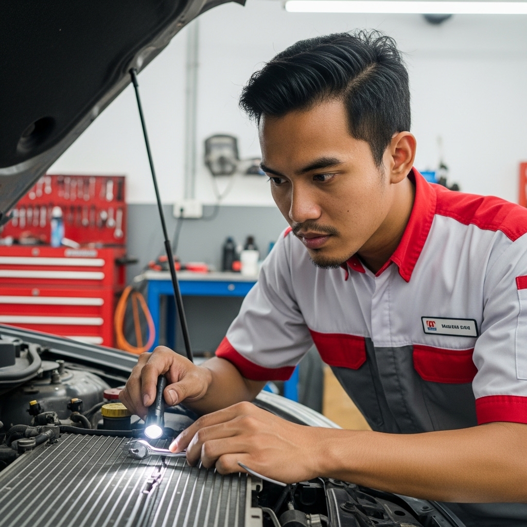 Service Penyebab Kondensor AC Kotor dan Tersumbat di Bengkel Mobil Pontianak 1 kondensor ac kotor